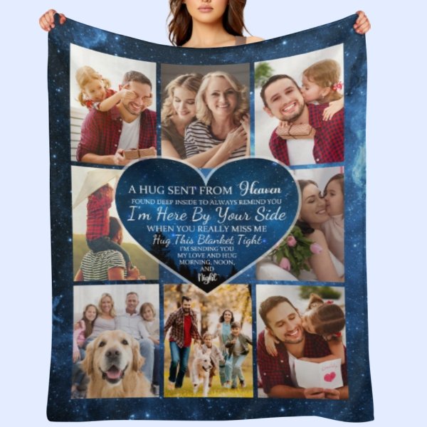 Personalized Throw Blanket Memorial, Mom Memorial, Memorial Gift, Hug From  Heaven, Sympathy Gift, Hug From Me to You, Photo Blanket 