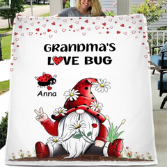 Grandma's Love Bugs Gnome - Personalized Scissorhands Old Man In Red Hat Blanket