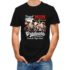 Personalisiertes T-Shirt mit 4 Fotos, stolze Familie eines Abschlussjahrgangs 2024, Senior, personalisierbar