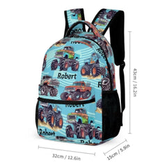 Name Customized Big Gear Wheels Truck Backpack, Kids School Season Gift