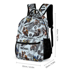 Name Customized Kids Backpacks Motocross Motorcycle Themed Backpacks