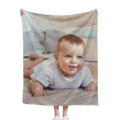 Personalisierte Ölgemälde-Decke zum Gedenken an einen süßen Babymoment – ​​Foto hochladen, um den Ölgemälde-Effekt zu konvertieren