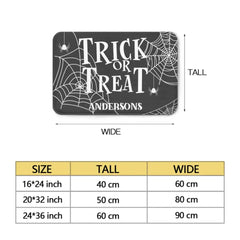 Custom Trick Or Treat Doomat - Personalized Halloween Furniture Decoration Doormat - Halloween Gift for Family Members