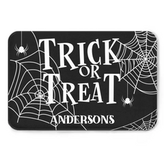 Custom Trick Or Treat Doomat - Personalized Halloween Furniture Decoration Doormat - Halloween Gift for Family Members