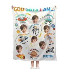 Decken mit anpassbarem Foto – Personalisierte Decke mit Foto- und Namens-Cartoon-Aufdruck – Ein Geschenk für Jungen, Mädchen und Enkelkinder