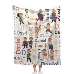 Personalisierte Prinzessinnen- und Prinzendecken - Personalisierte Kinderdecken mit Namen und Foto - Ein Geschenk für Kinder, Jungen, Mädchen, Enkelkinder