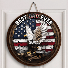 Best Grandpa Papa Dad Ever - Personalized Father Round Wood Sign - OLESA
