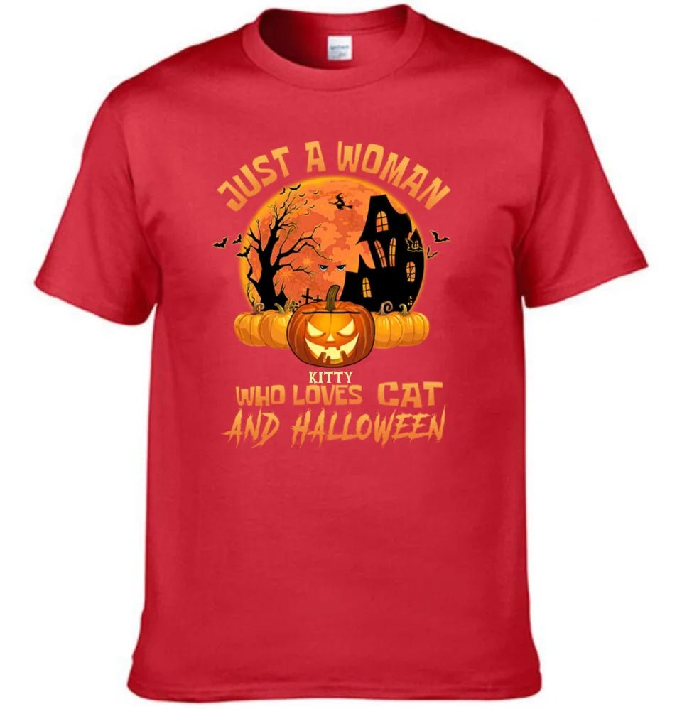 Cat Halloween Pumpkin Head Name Customized T-Shirt - Halloween Gift - OLESA