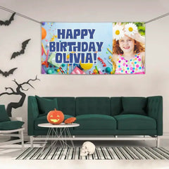 Celebrate With A Blue Theme, A Custom Photo Birthday Banner Just For You! - OLESA