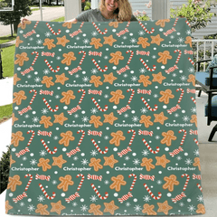 Christmas Cookie and Candy Pattern Custom Blanket - Multiple Color Options Personalized Name Christmas Vibe Blanket - Christmas Gift For Family,Child - OLESA