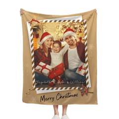 Christmas Cozy Family Photo Custom Blanket - Personalized Photo and Name Merry Christmas Themed Soft Flannel Blanket - Christmas Gift For Family - OLESA