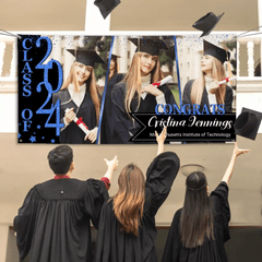 Congratulations Class Of 2024 - Personalized Three Photo Graduation Banner - OLESA