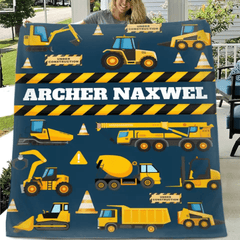 Construction Site Excavator Name Customized Baby Blankets - OLESA