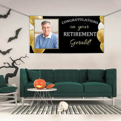 Custom Banner With Name And Photo - Personalized Congratulations On Your Retirement Party Banner - Gift For Retirees - OLESA