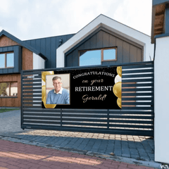 Custom Banner With Name And Photo - Personalized Congratulations On Your Retirement Party Banner - Gift For Retirees - OLESA