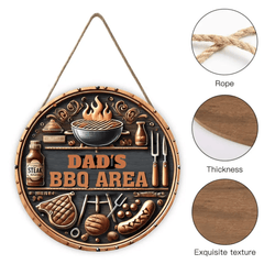 Custom BBQ Themed Wooden Door Signs - Personalised Name BBQ Pattern Round Wooden Signs - A Gift For Friend,Family,BFF,Barbecue Enthusiasts - OLESA