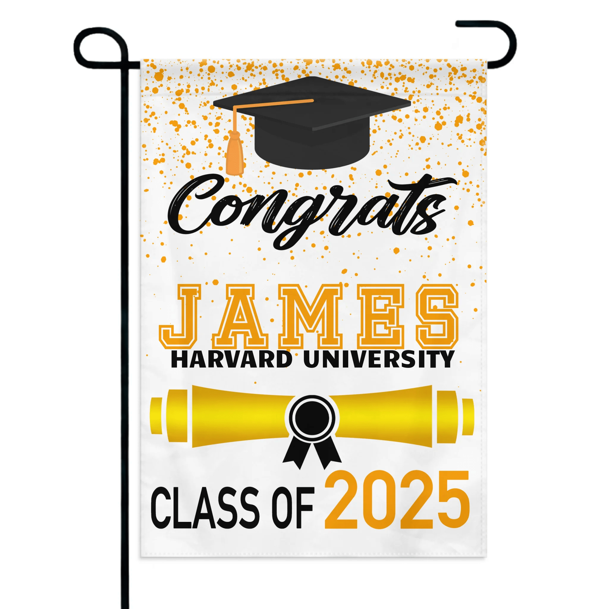 Custom Fall Graduation Gift Garden Flag, Class Of 2025 Golden Theme With Name - OLESA