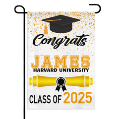 Custom Fall Graduation Gift Garden Flag, Class Of 2025 Golden Theme With Name - OLESA