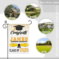 Custom Fall Graduation Gift Garden Flag, Class Of 2025 Golden Theme With Name - OLESA