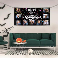 Custom Happy Birthday Banner, 9 Photos Birthday Banner - OLESA