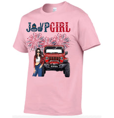 Custom Independence Day 4th Gift T-shirt - Personalised Girls Names and Images Jeep Girl Themed Clothes - A Gift For Girl,Sister,Friend,BFF,Jeep Lovers - OLESA