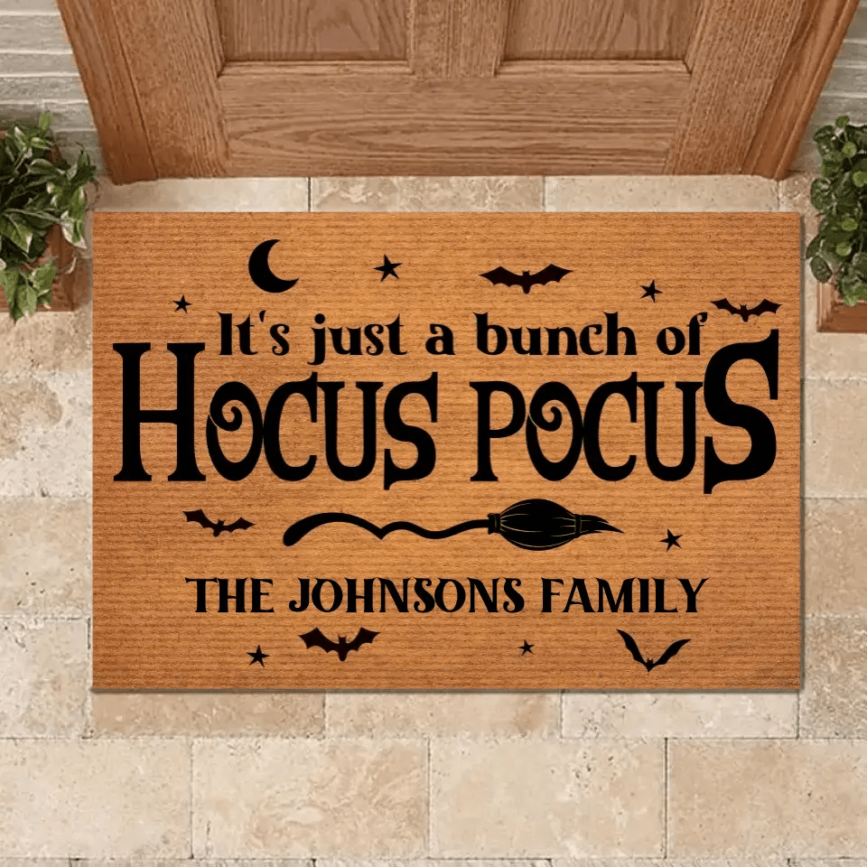 Custom It's Hocus Pocus Time Witches Doormat - Family Personalized Home Decor Witch Decorative Mat - Halloween Gift For Witches, Family Members - OLESA