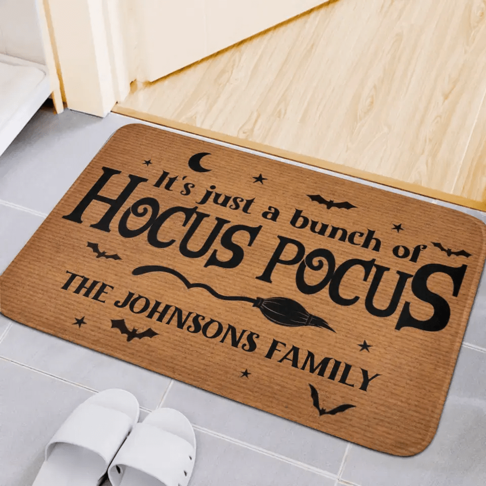 Custom It's Hocus Pocus Time Witches Doormat - Family Personalized Home Decor Witch Decorative Mat - Halloween Gift For Witches, Family Members - OLESA