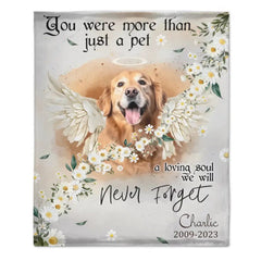 Custom Personalized Memorial Pet Photo Blanket - Memorial Gift Idea for Dog/Cat Owners - You Were More Than Just A Pet - OLESA