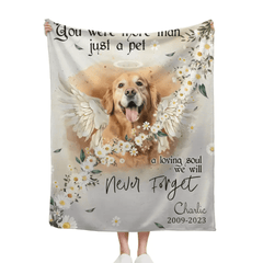 Custom Personalized Memorial Pet Photo Blanket - Memorial Gift Idea for Dog/Cat Owners - You Were More Than Just A Pet - OLESA