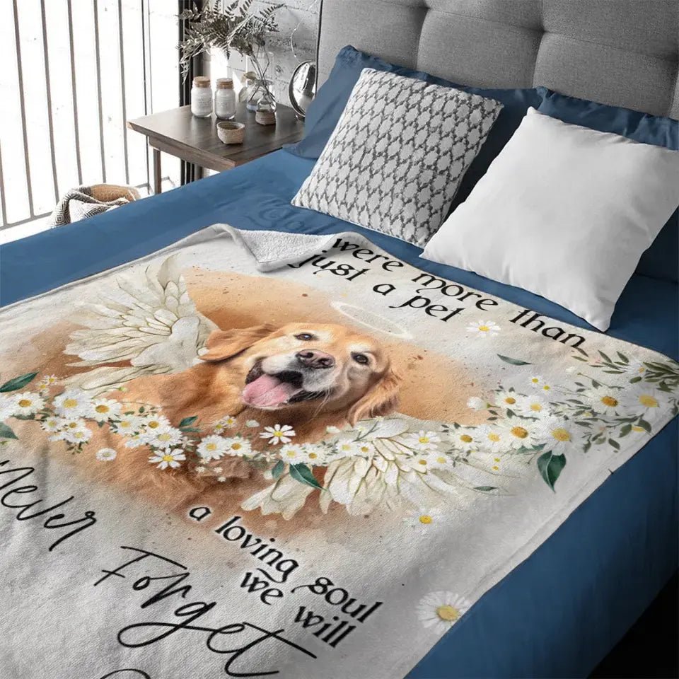 Custom Personalized Memorial Pet Photo Blanket - Memorial Gift Idea for Dog/Cat Owners - You Were More Than Just A Pet - OLESA