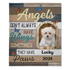 Custom Photo Angels Sometimes They Have Paws - Personalized Gift for Dog or Cat Lovers Blanket - OLESA