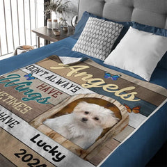 Custom Photo Angels Sometimes They Have Paws - Personalized Gift for Dog or Cat Lovers Blanket - OLESA