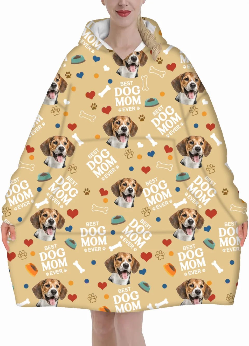 Custom Photo Best Dog Mom Dog Dad - Personalized Blanket Hoodie - OLESA