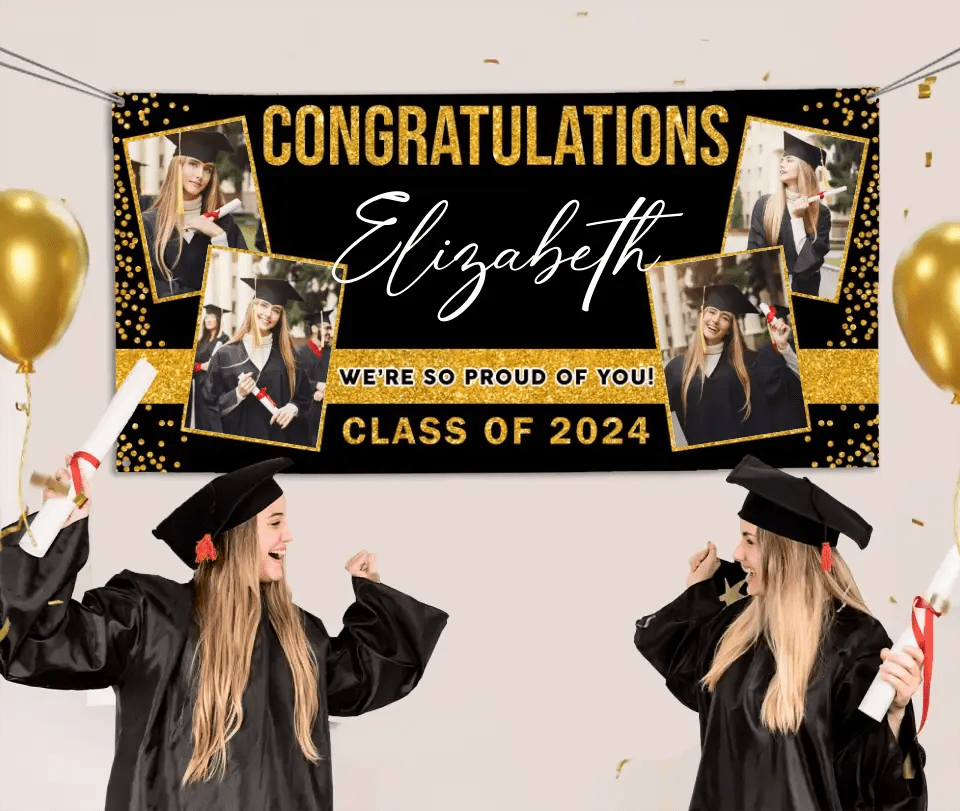Custom Photo Colorful Congrats Class 2024 Banner- Graduation Party Decorations - OLESA