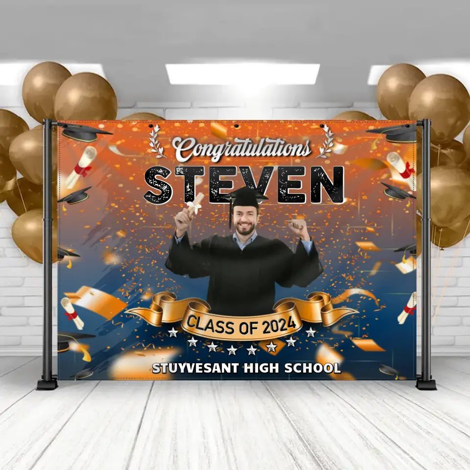 Custom Photo Congrats Class Of 2024 Graduation Backdrop Banner - OLESA