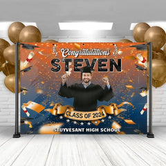 Custom Photo Congrats Class Of 2024 Graduation Backdrop Banner - OLESA