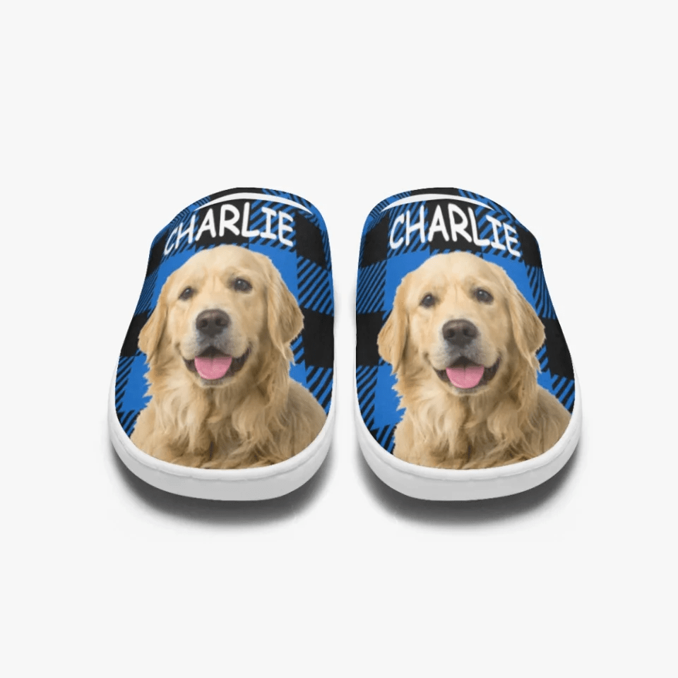 Custom Photo Happiness Is A Warm Puppy - Dog & Cat Personalized Custom Fluffy Slippers - Gift For Pet Owners, Pet Lovers - OLESA