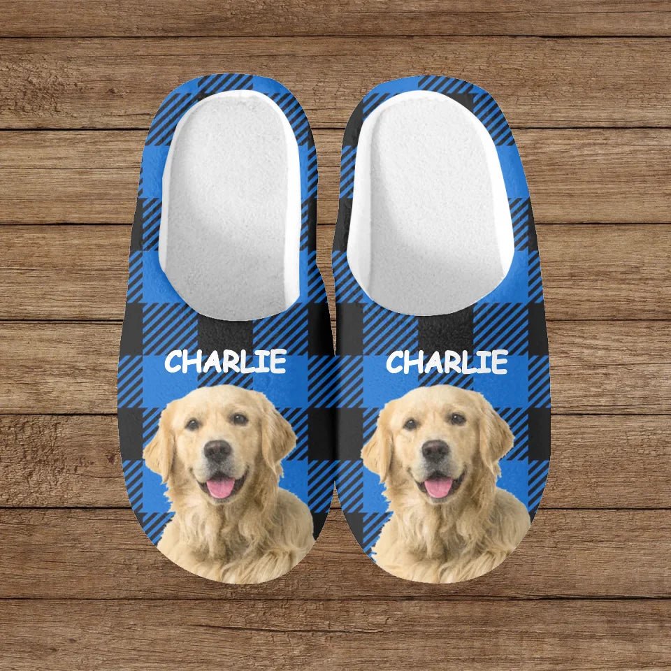 Custom Photo Happiness Is A Warm Puppy - Dog & Cat Personalized Custom Fluffy Slippers - Gift For Pet Owners, Pet Lovers - OLESA