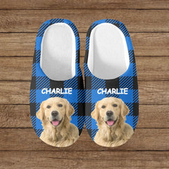 Custom Photo Happiness Is A Warm Puppy - Dog & Cat Personalized Custom Fluffy Slippers - Gift For Pet Owners, Pet Lovers - OLESA