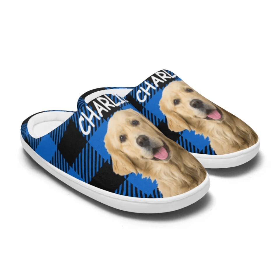 Custom Photo Happiness Is A Warm Puppy - Dog & Cat Personalized Custom Fluffy Slippers - Gift For Pet Owners, Pet Lovers - OLESA