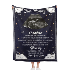 Custom Photo Hold Me Close To You - Family Personalized Blue Blanket - Baby Shower Gift - OLESA