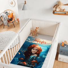 Custom Photo Name Little Mermaid Blanket, Personalized Gift for Daughter, Little Mermaid Birthday Surprise - OLESA