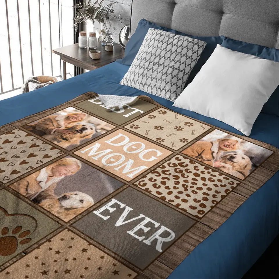 Custom Photo Personalized Blanket For Pet Lovers - Best Dog Mom Dad Ever copy - OLESA