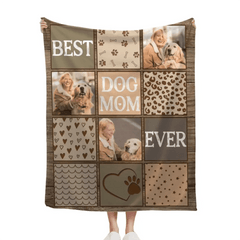 Custom Photo Personalized Blanket For Pet Lovers - Best Dog Mom Dad Ever copy - OLESA