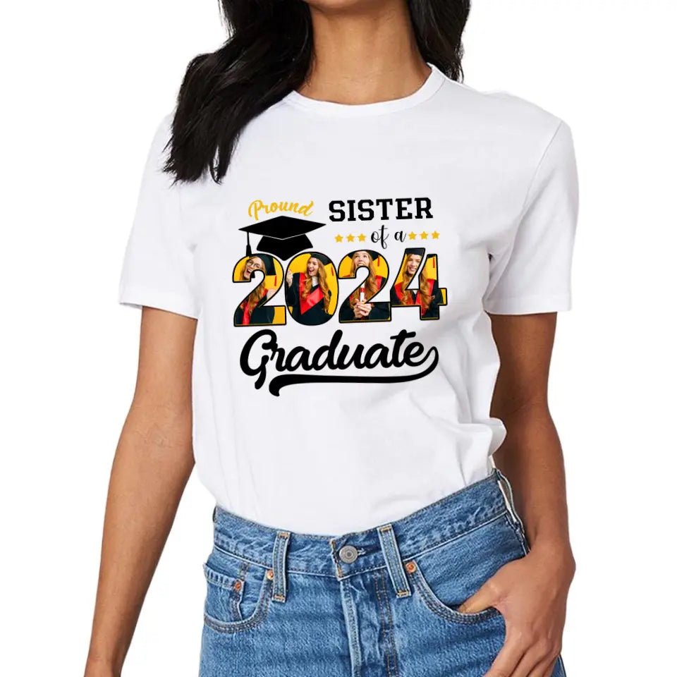 Custom Vintage Photos T-Shirt, Proud Family Team of a 2024 Graduation - OLESA