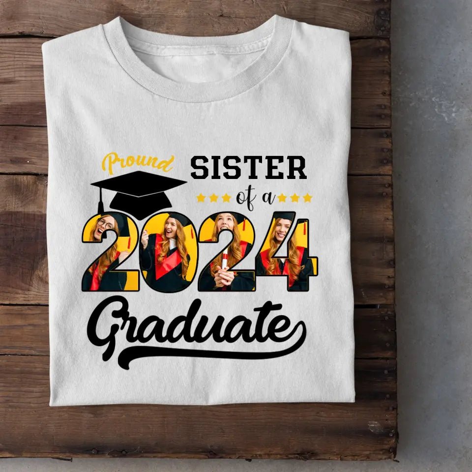 Custom Vintage Photos T-Shirt, Proud Family Team of a 2024 Graduation - OLESA