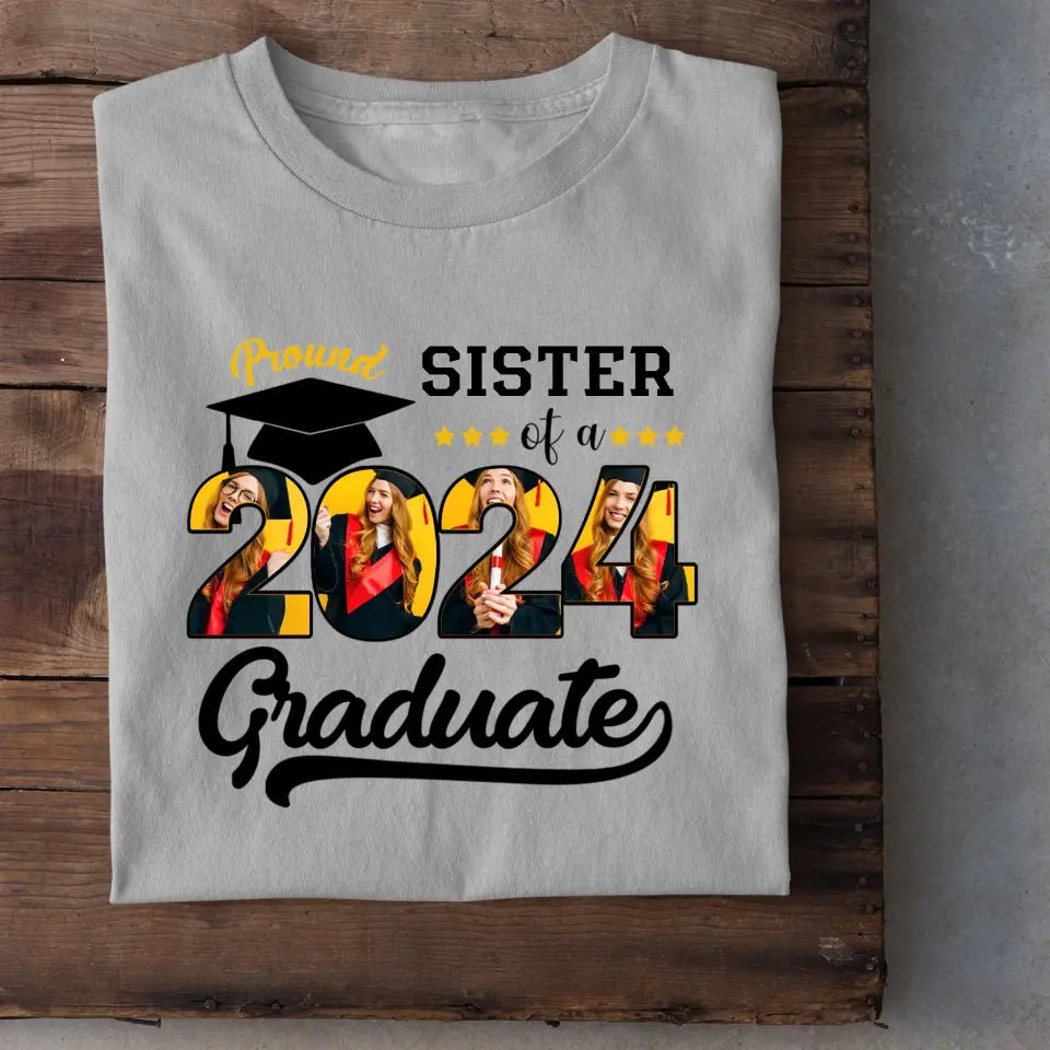 Custom Vintage Photos T-Shirt, Proud Family Team of a 2024 Graduation - OLESA