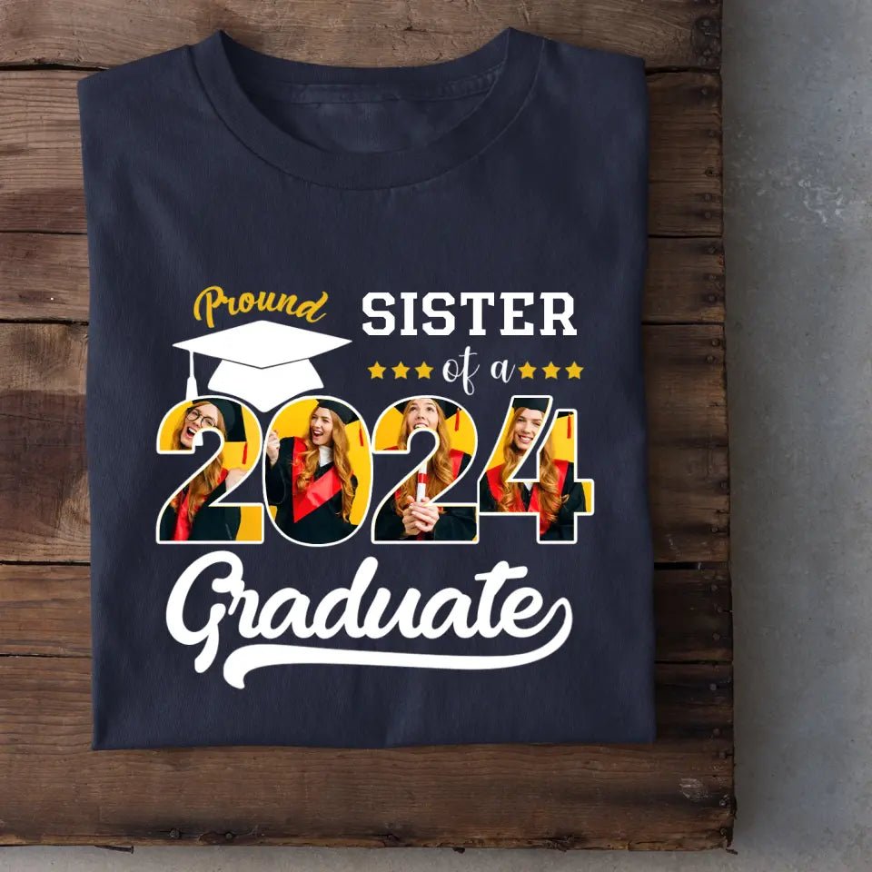 Custom Vintage Photos T-Shirt, Proud Family Team of a 2024 Graduation - OLESA