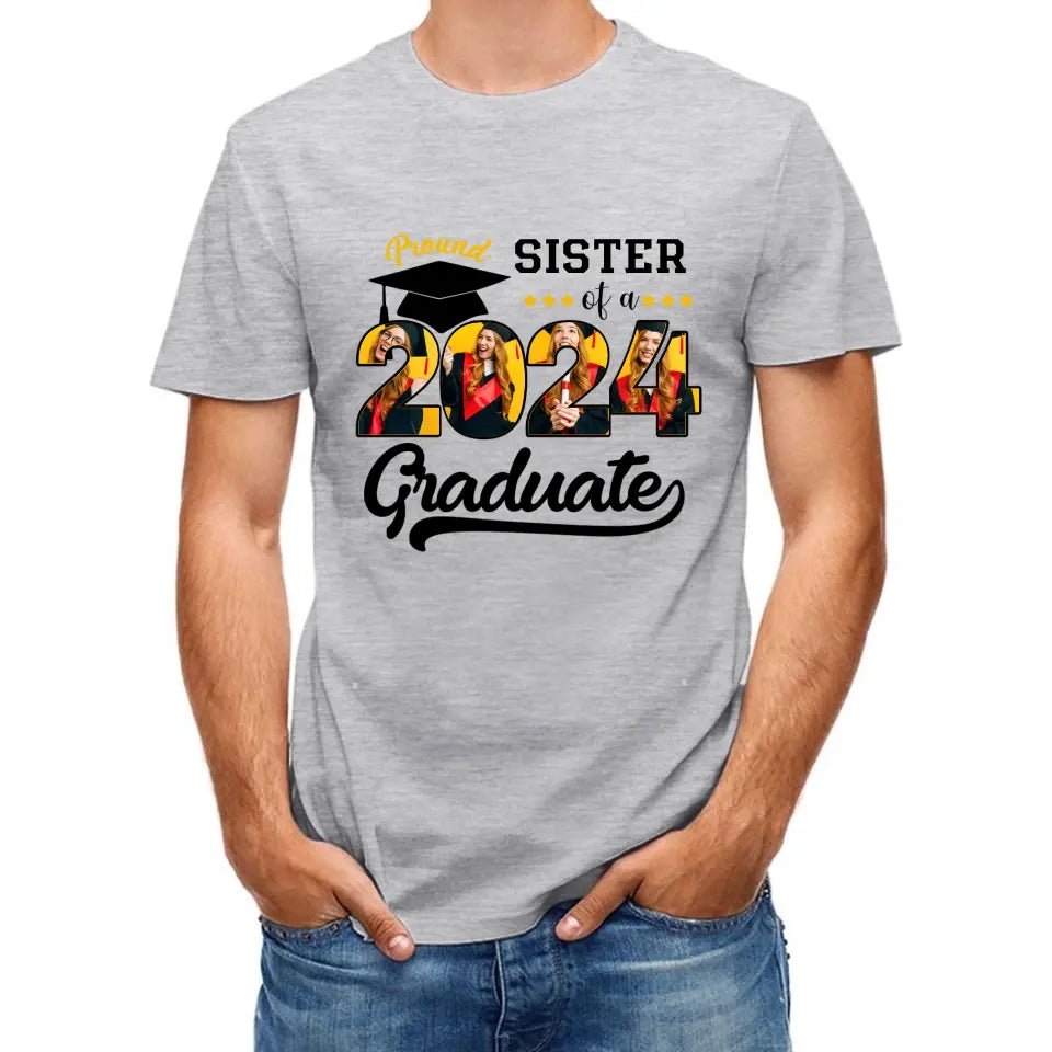 Custom Vintage Photos T-Shirt, Proud Family Team of a 2024 Graduation - OLESA