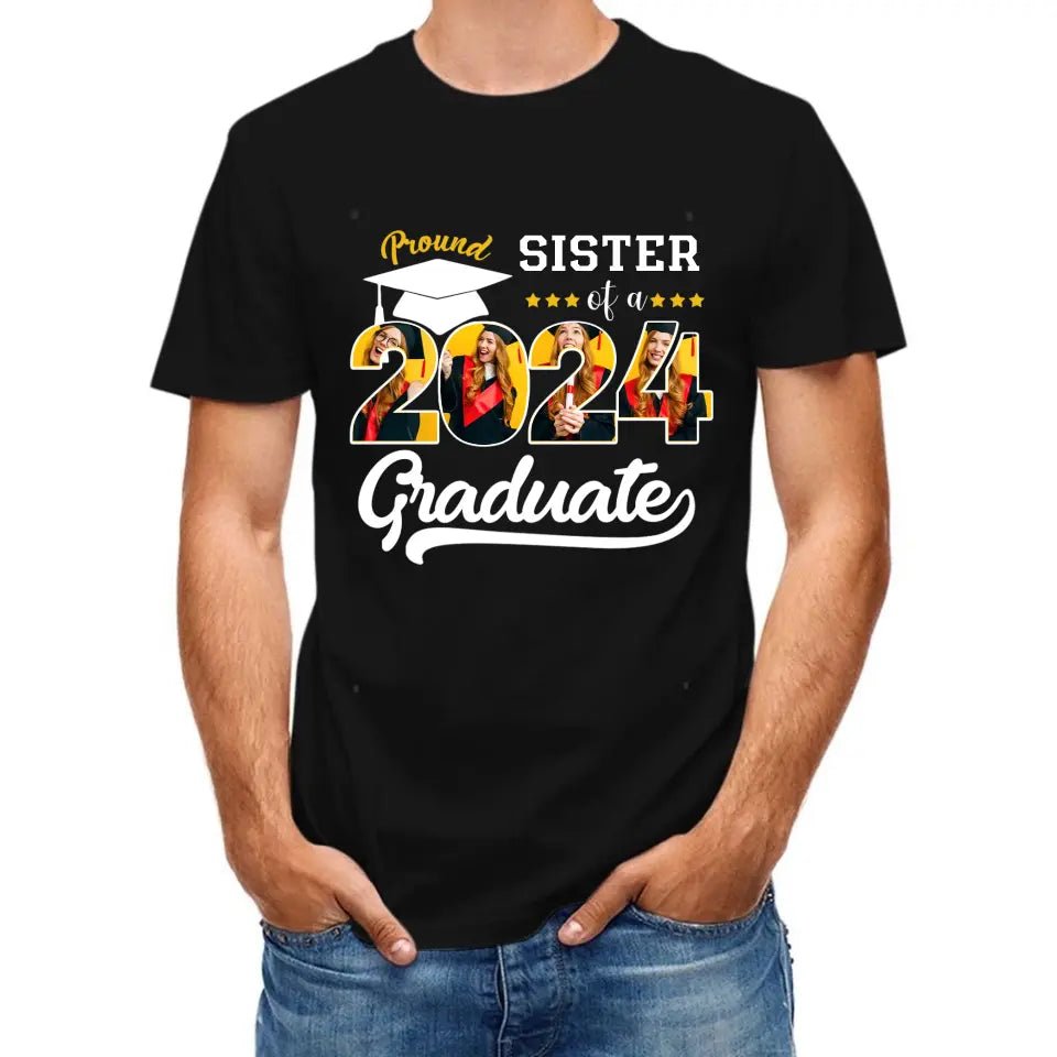 Custom Vintage Photos T-Shirt, Proud Family Team of a 2024 Graduation - OLESA